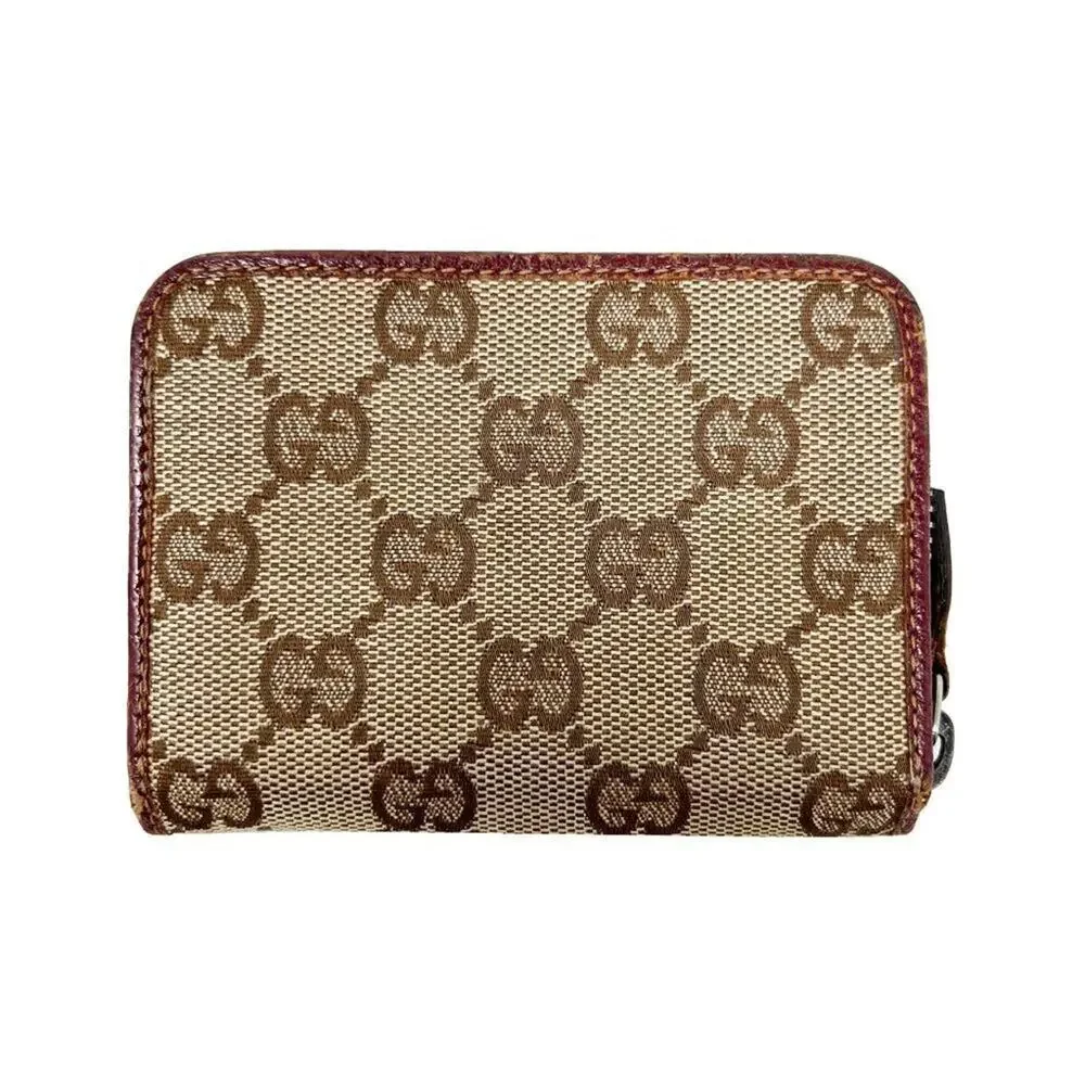 Gucci GG Supreme Canvas Burgundy Trim‎ Small Zip Wallet - Picture 5 of 8
